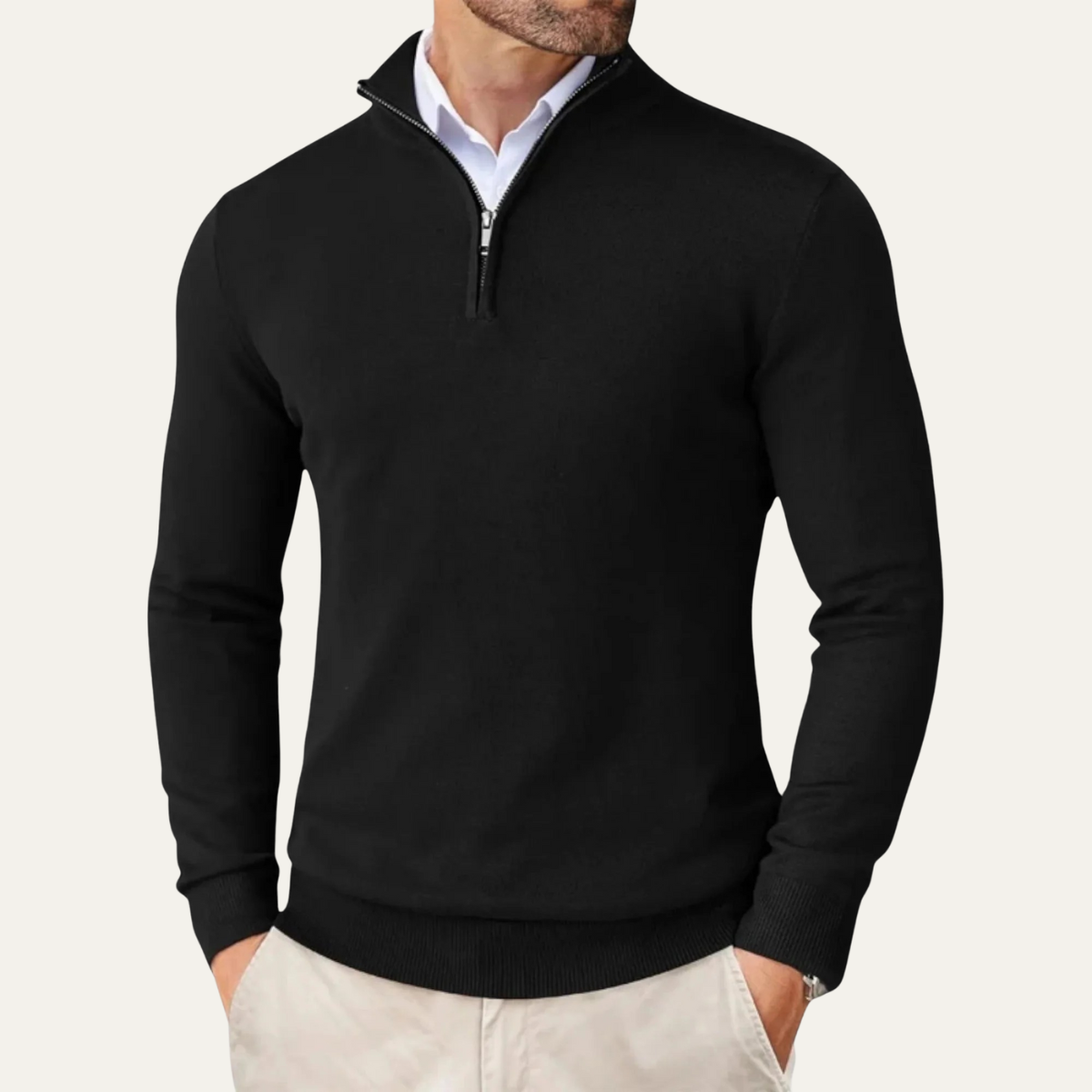 Bram | Men's Smart Casual Quarter Zip Sweater Navy