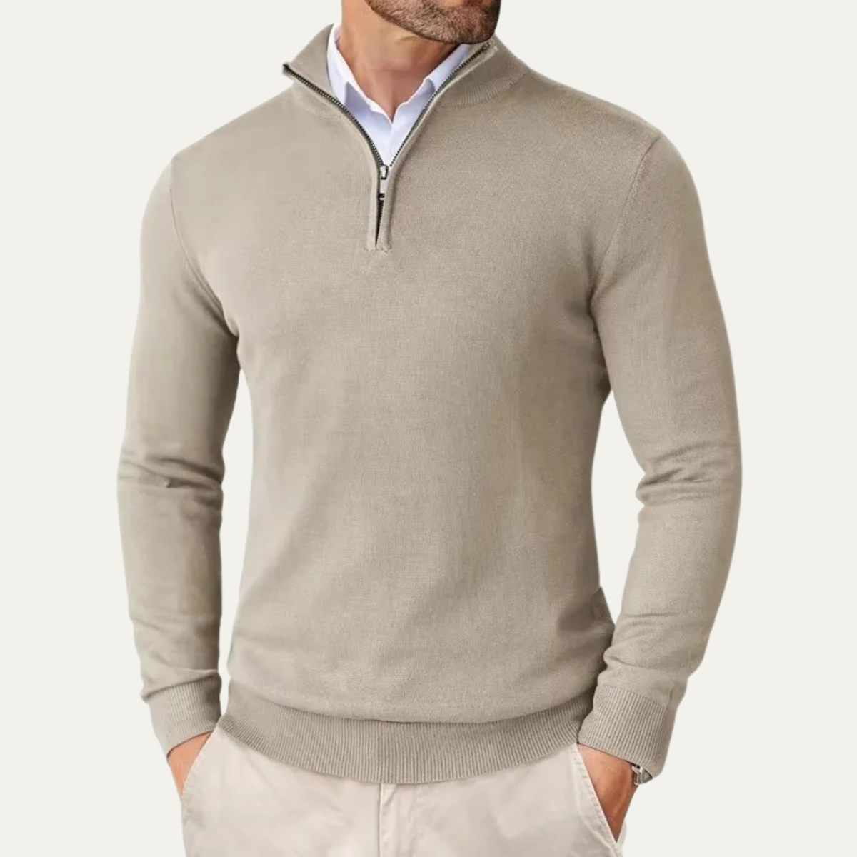 Bram | Men's Smart Casual Quarter Zip Sweater Navy