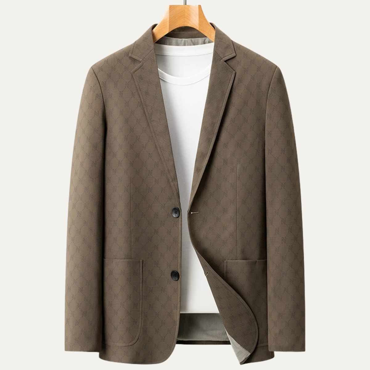 Oswin | Men's Casual Blazer Beige Geometric Pattern