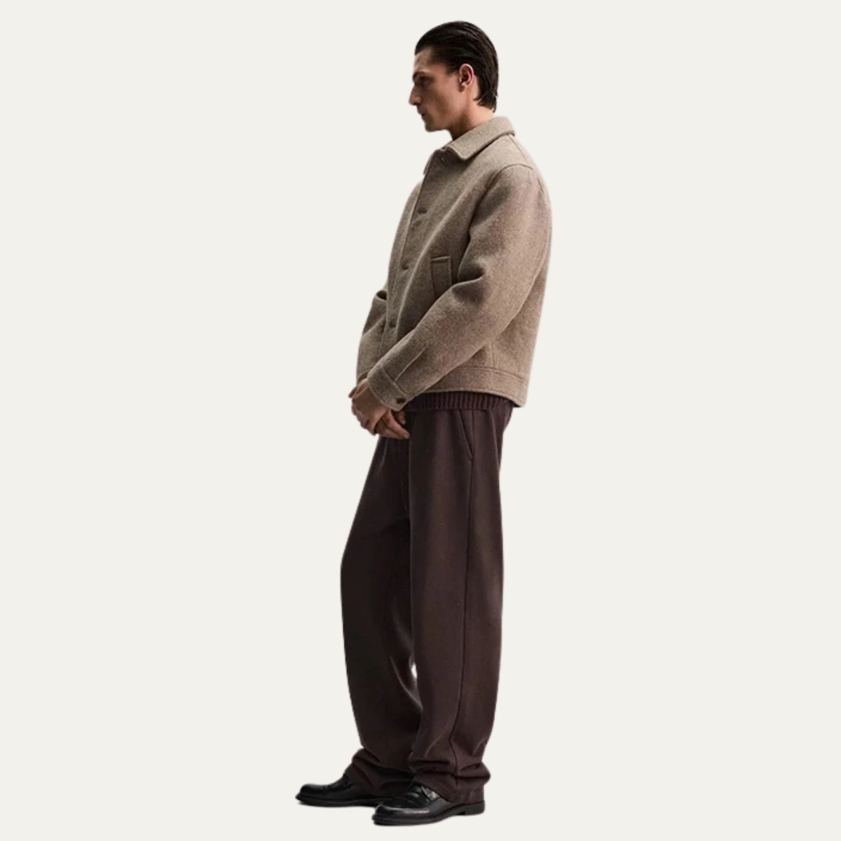 Bram | Men's Wool Casual Jacket Taupe Button Front