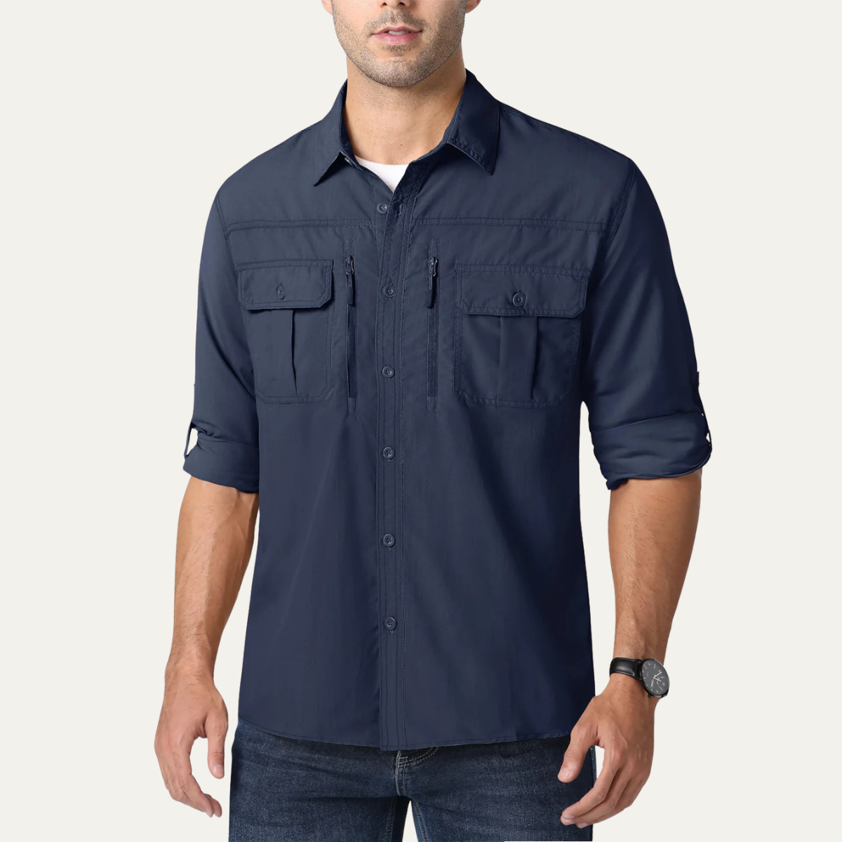 Drake | Men's Utility Button Up Shirt Black Quick Dry