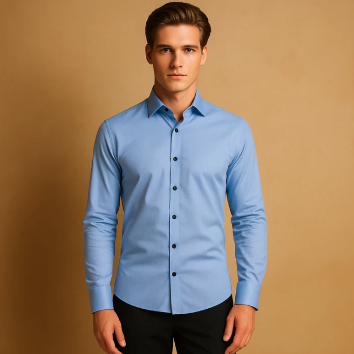 Finn | Men's Dress Shirt Teal Long Sleeve Fitted