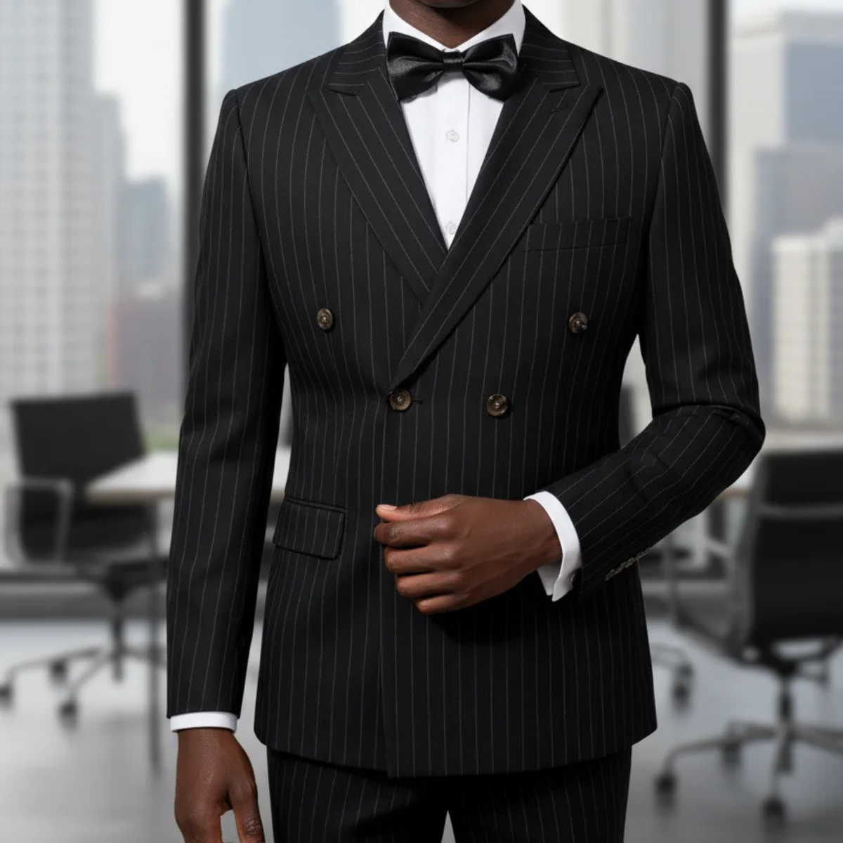 Axel | Men's Pinstripe Suit Navy Double Breasted