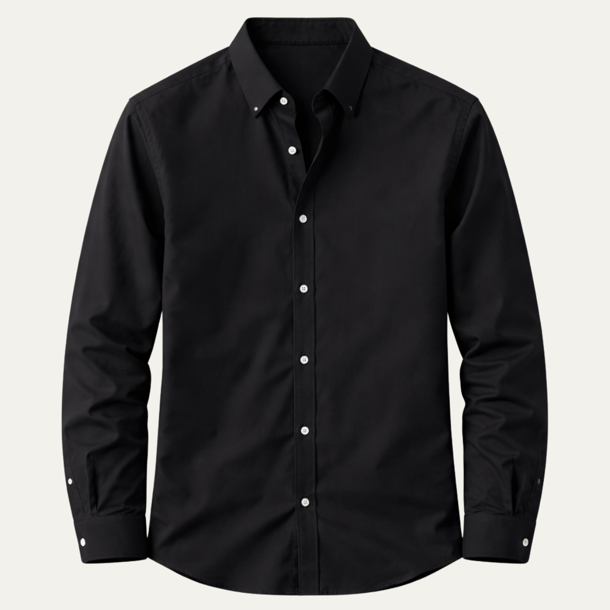 Beau | Men's Button Up Shirt Black Italian Collar Long Sleeve