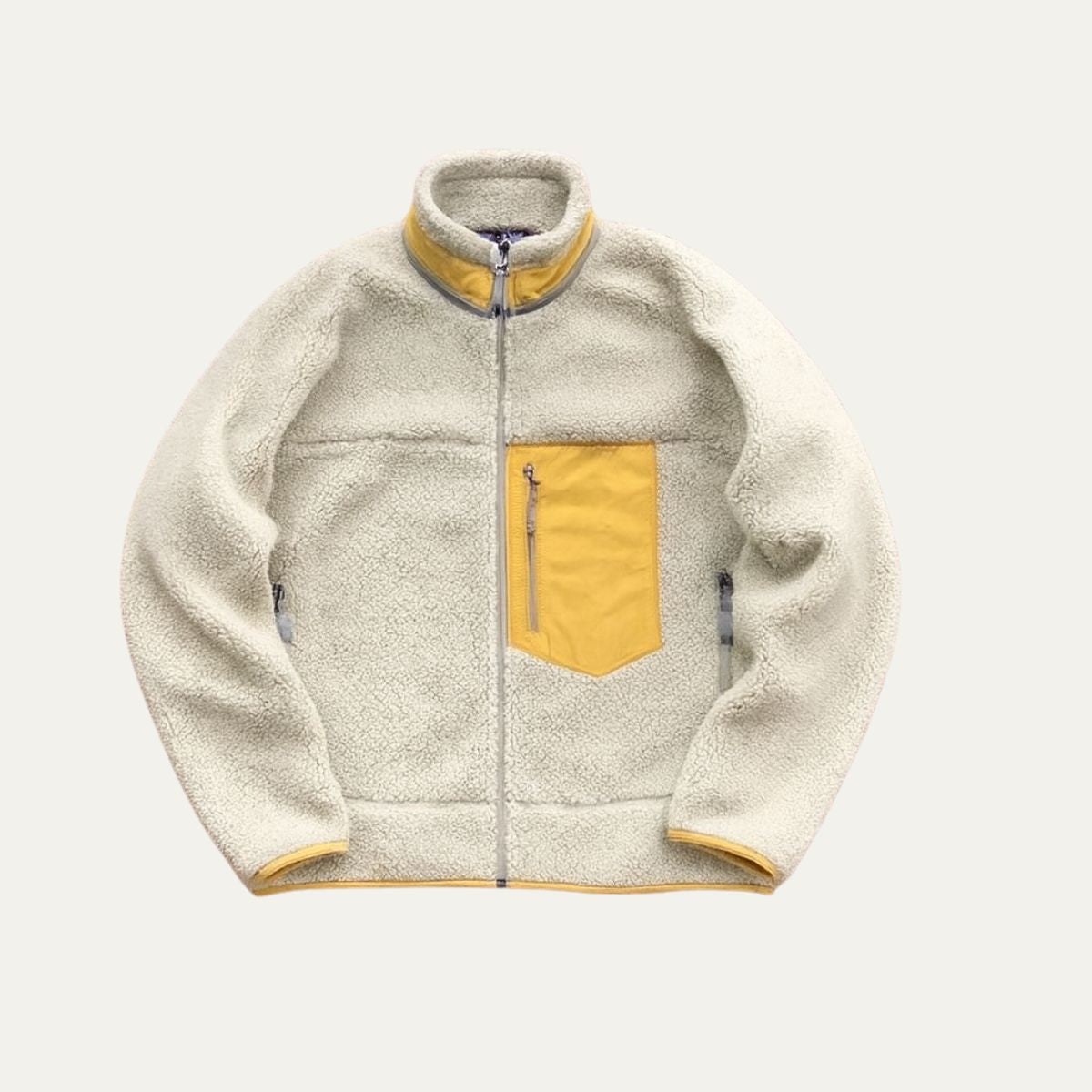 Axel | Men's Fleece Jacket Cream Navy Pocket Zip Up
