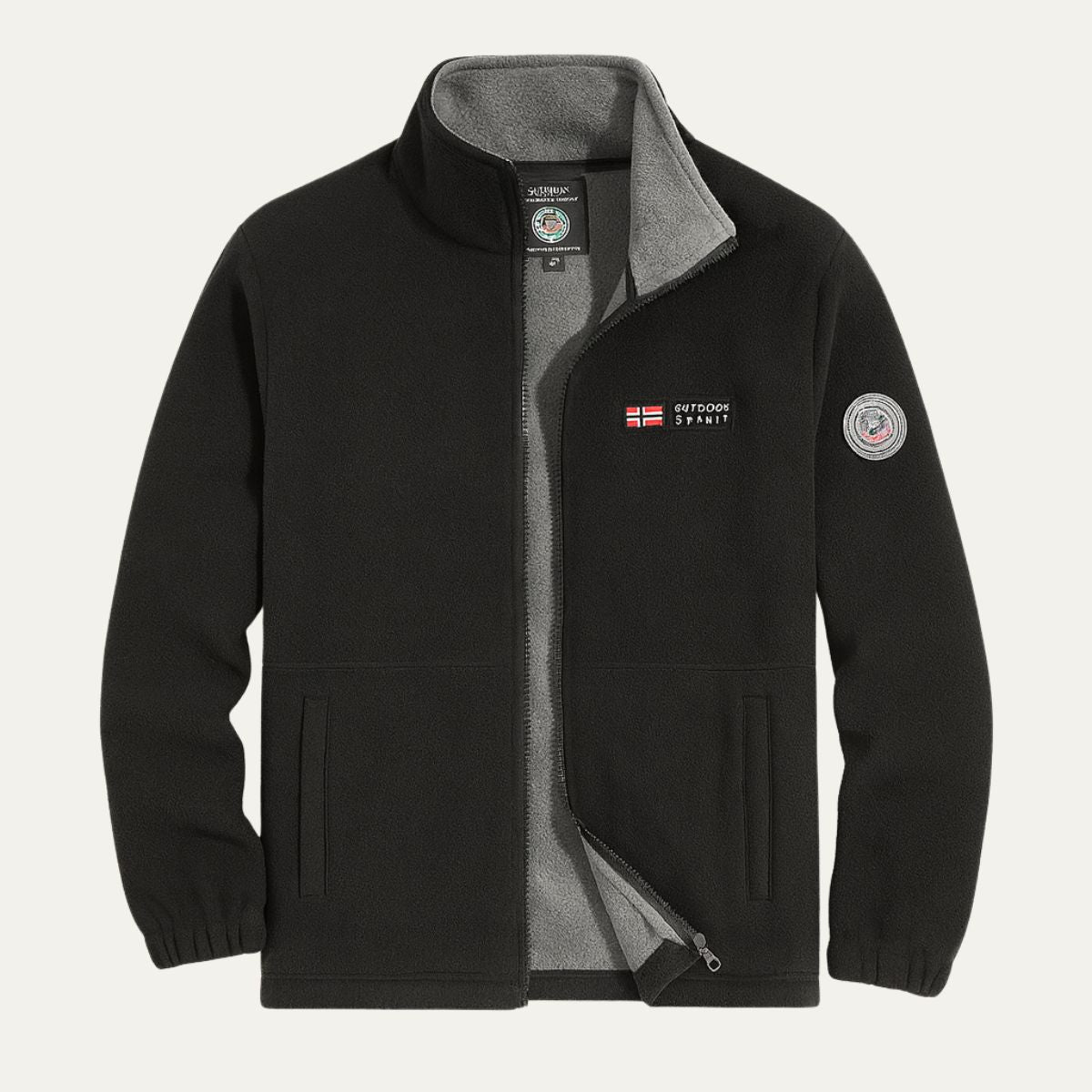 Axel | Men's Fleece Jacket Black Zip Up Lightweight