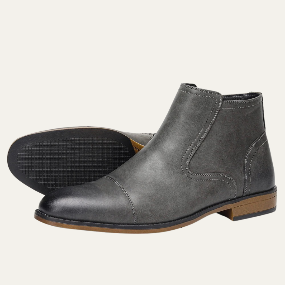 Jude | Men's Leather Ankle Boots Gray Lace Up