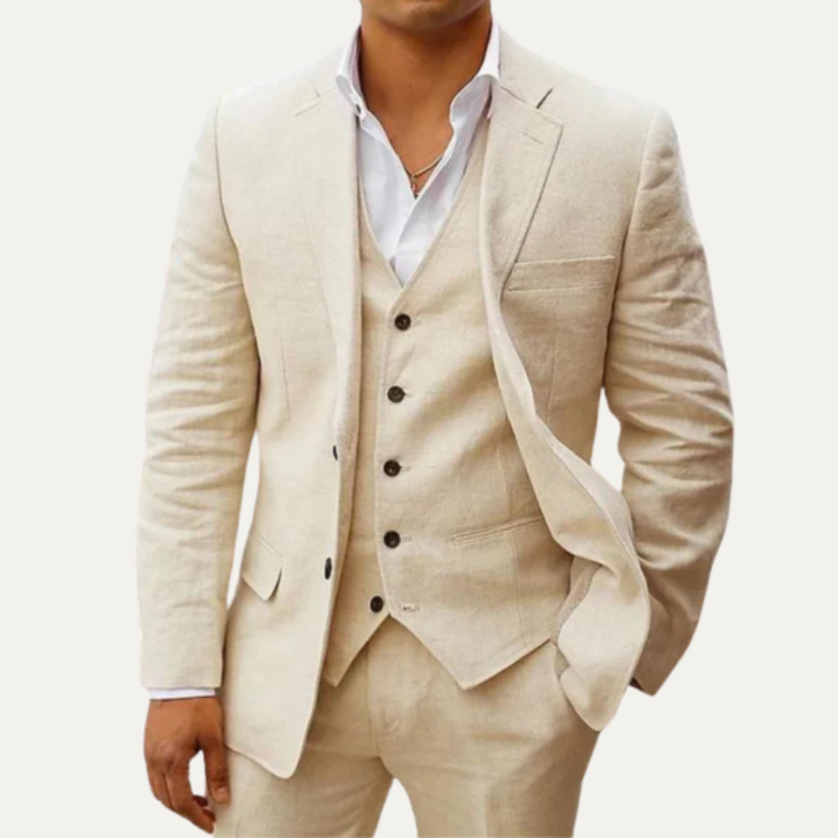 Tate | Men's Three Piece Suit Camel Tailored Blazer Vest Pants
