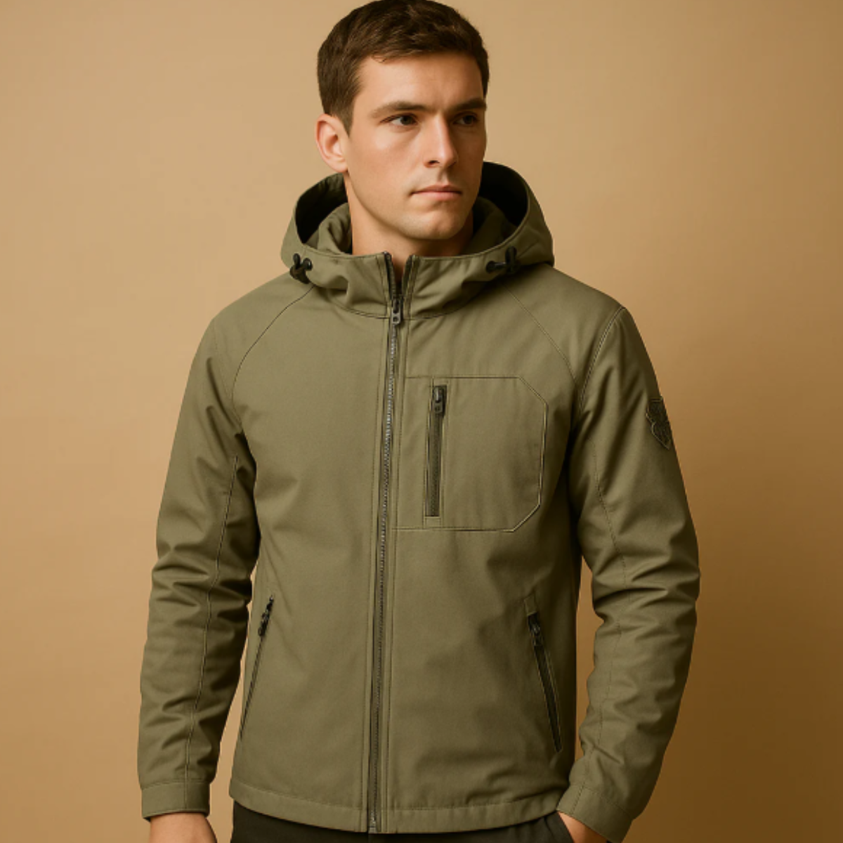Wyatt | Men's Lightweight Waterproof Hooded Windbreaker Black