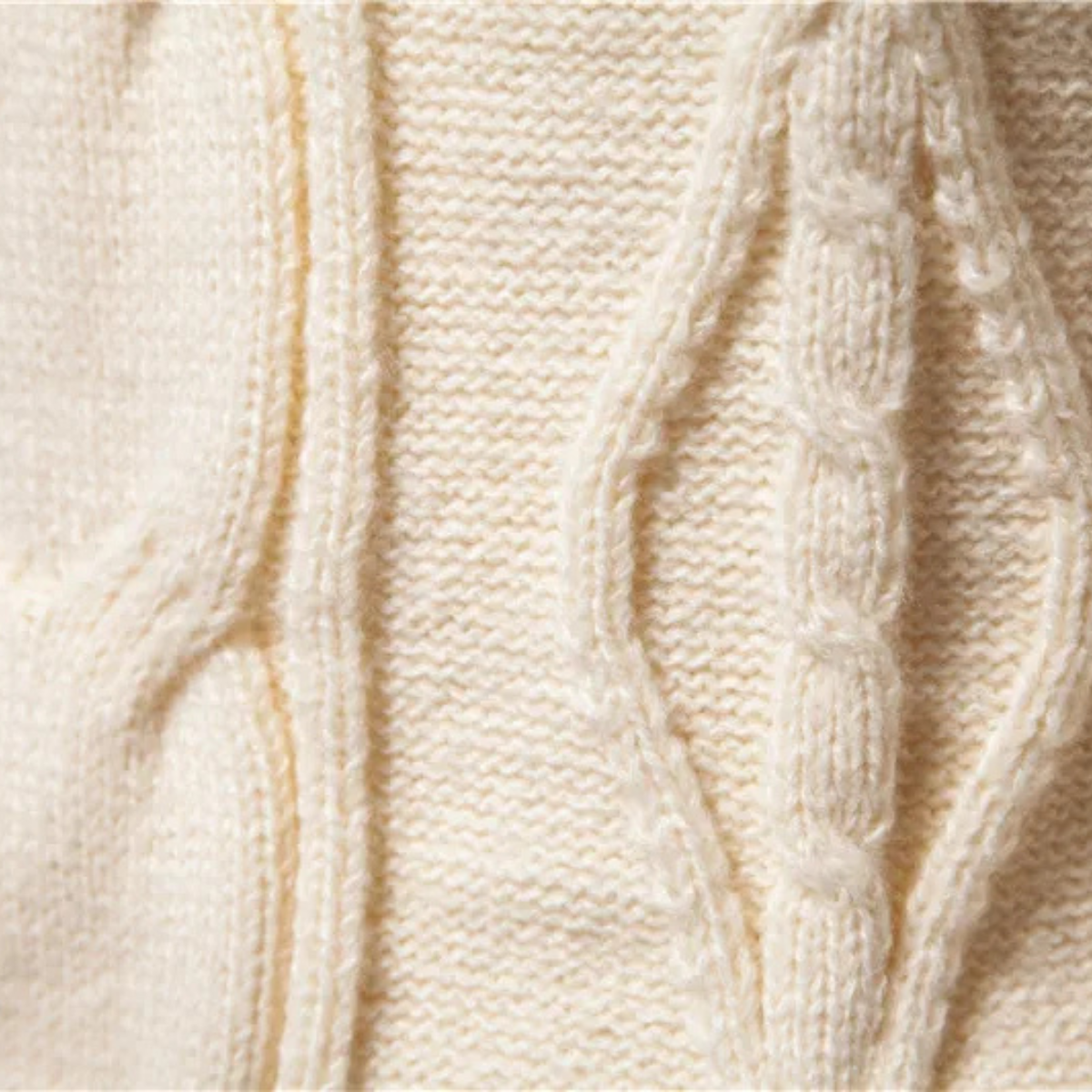 Jasper | Men's Cable Knit Sweater Cream Crew Neck