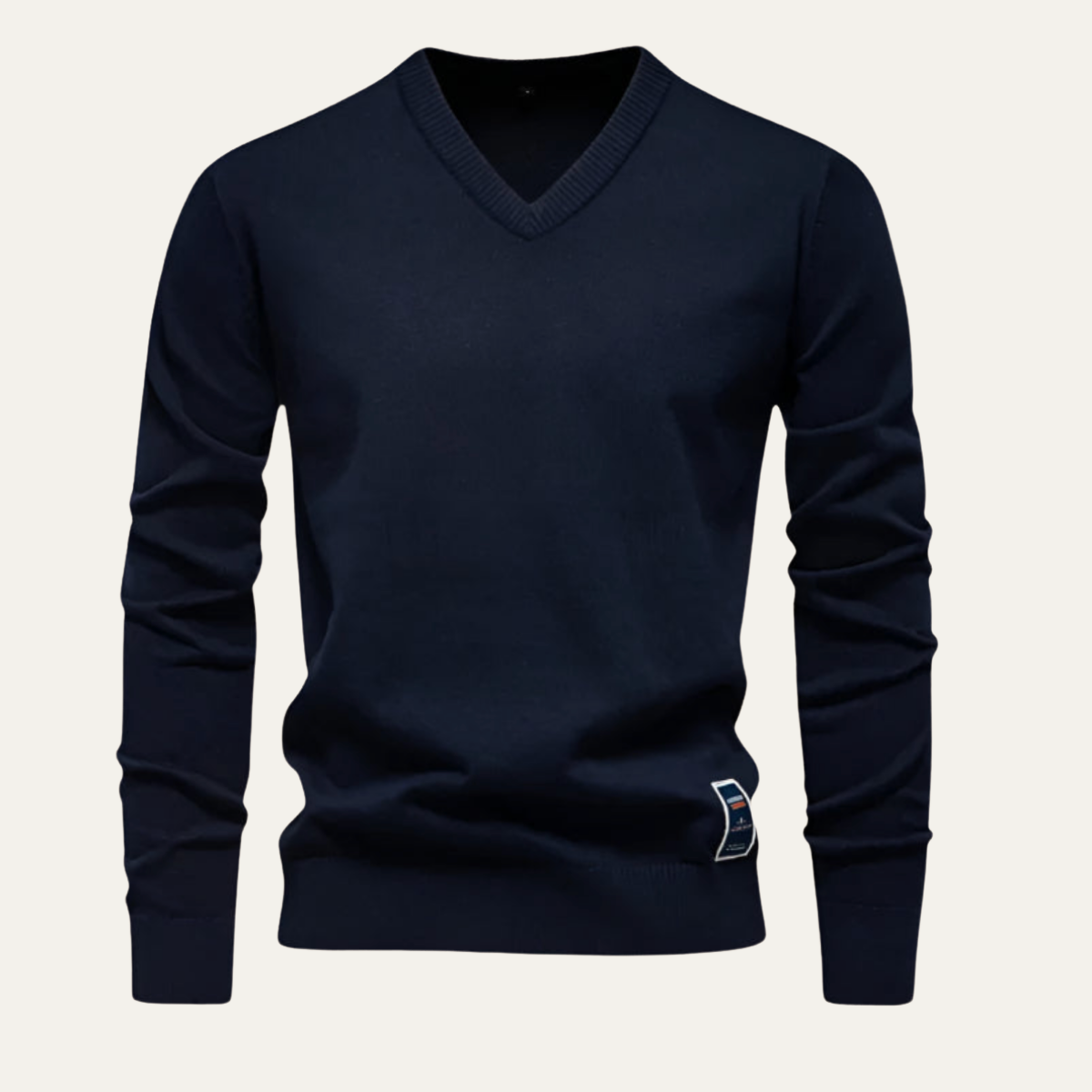 Bram | Men's V Neck Sweater Cream Long Sleeve