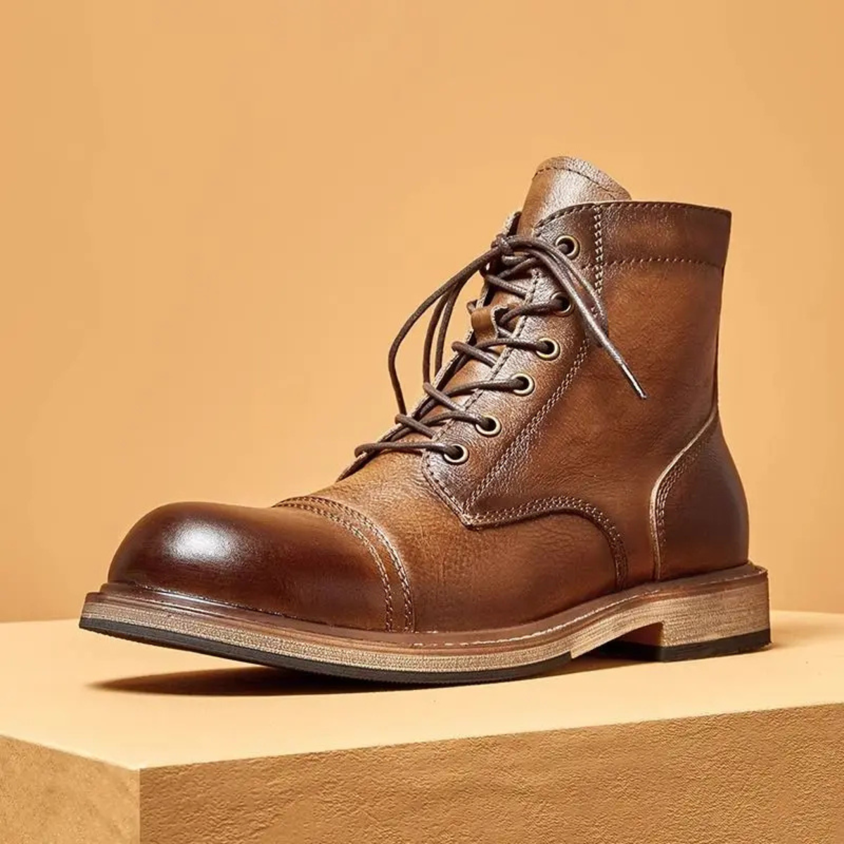 Axel | Men's Leather Work Boot Brown Lace Up