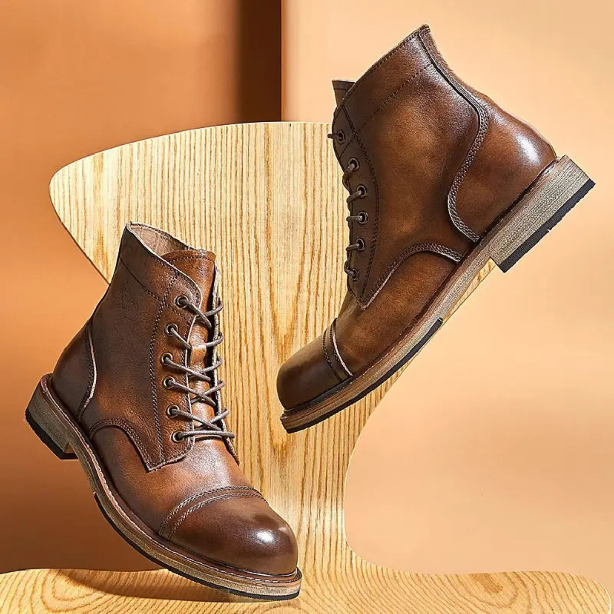 Axel | Men's Leather Work Boot Brown Lace Up