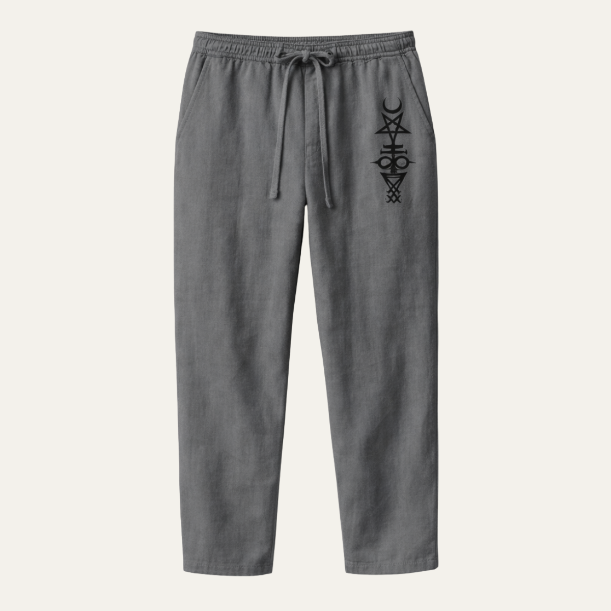 Luca | Men's Relaxed Wide Leg Linen Pants Gray Drawstring