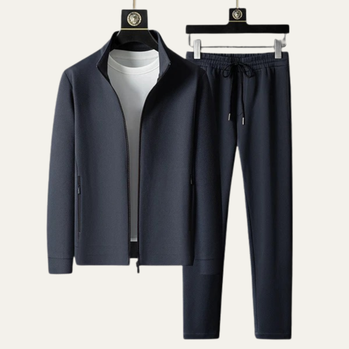 Beau | Men's Sweatsuit Black Zip Up Jacket Joggers