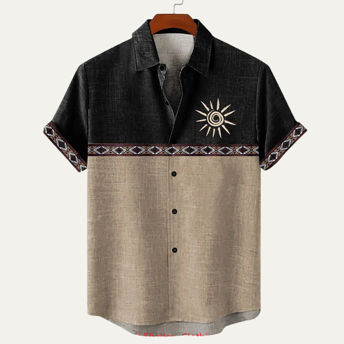 Jasper | Men's Boho Linen Button Up Shirt Black Cream