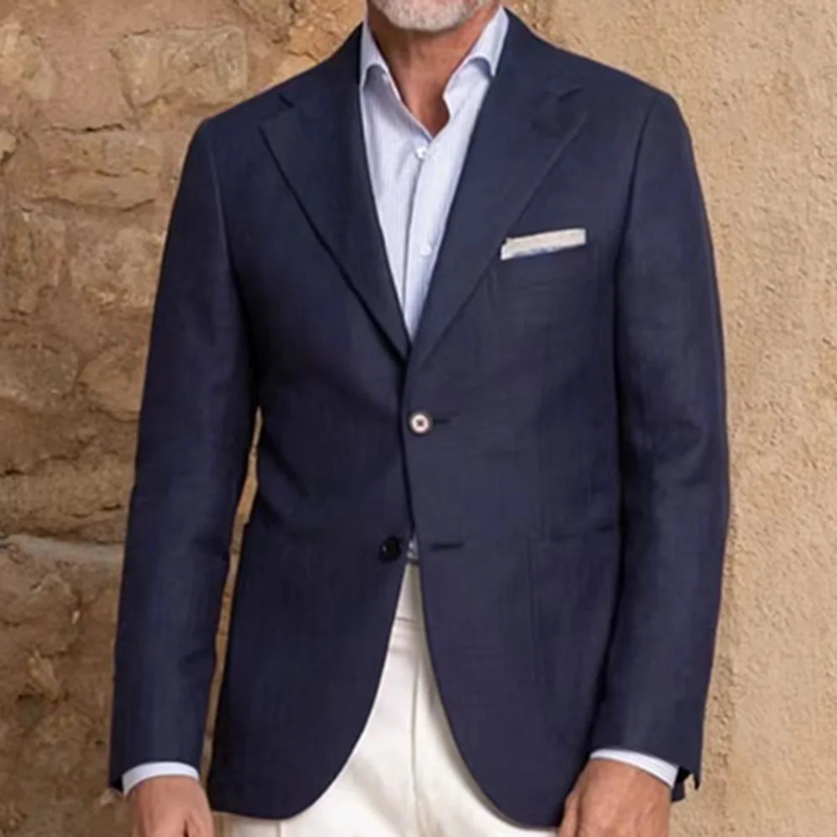 Wade | Men's Navy Blazer Cream Khaki Pants Smart Casual Two Piece