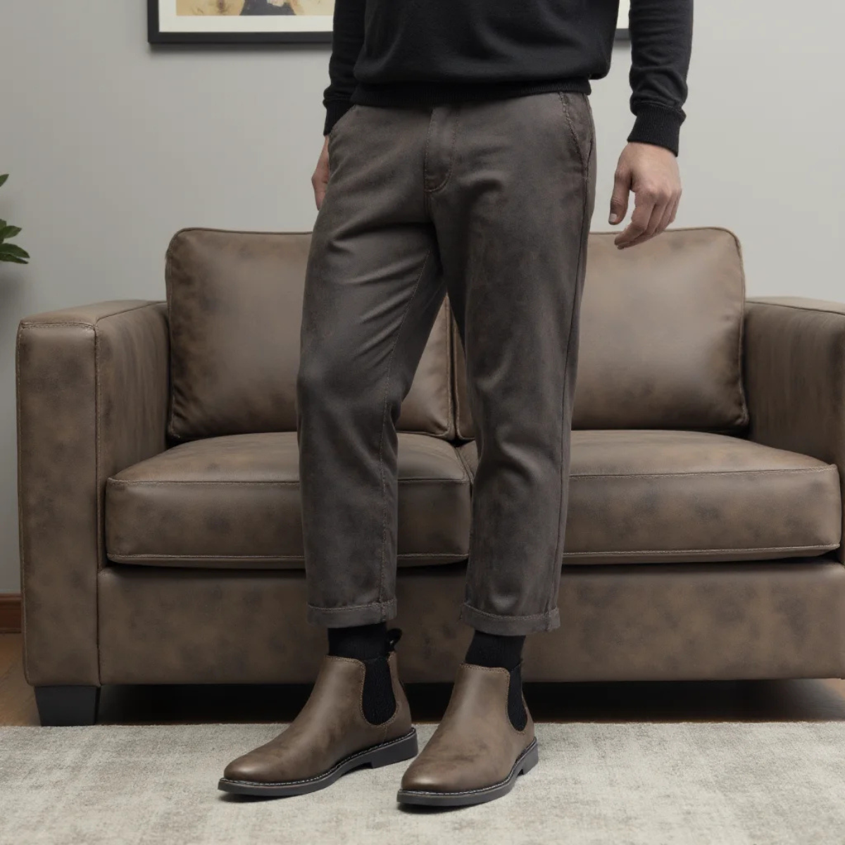 Leo | Men's Chelsea Ankle Boots Brown Suede Slip On