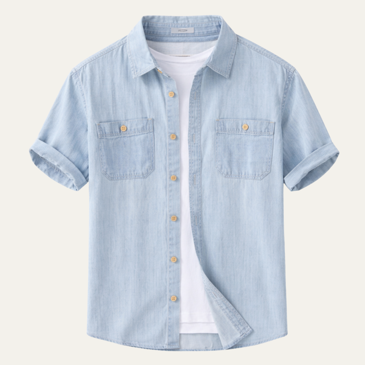 Jude | Men's Casual Denim Shirt Light Blue Short Sleeve