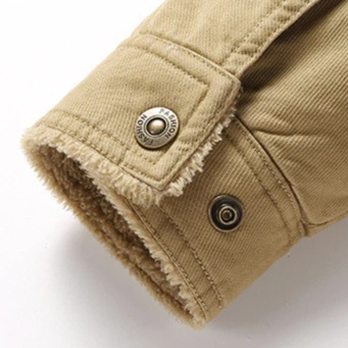 Voss | Men's Sherpa Fleece Lined Jacket Beige Outdoor