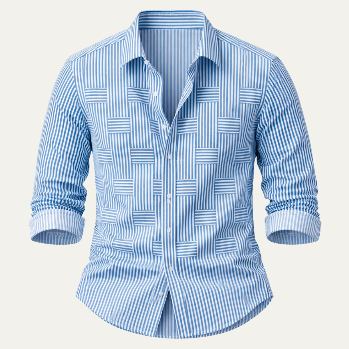 Sage | Men's Striped Button Up Shirt Navy White
