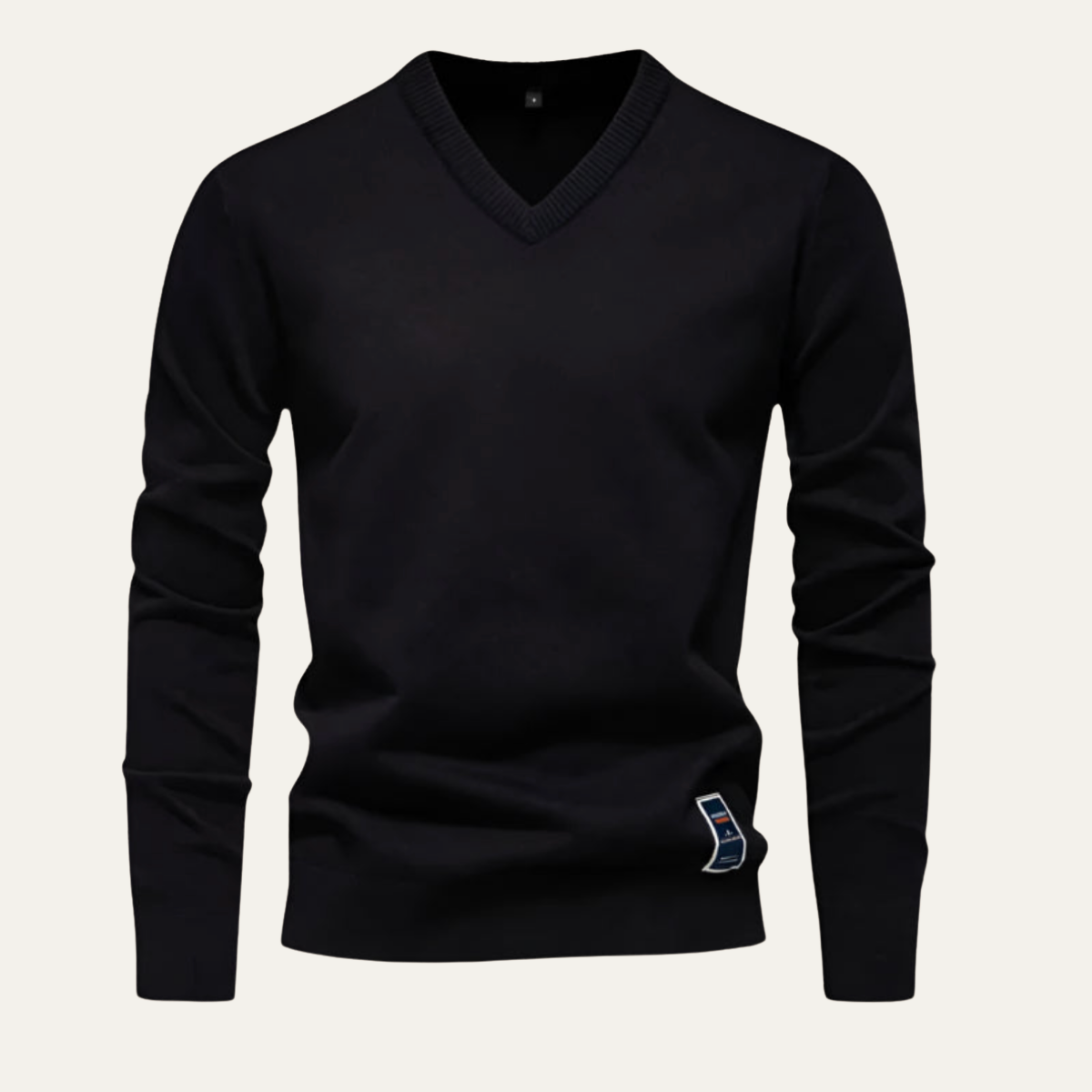 Bram | Men's V Neck Sweater Cream Long Sleeve