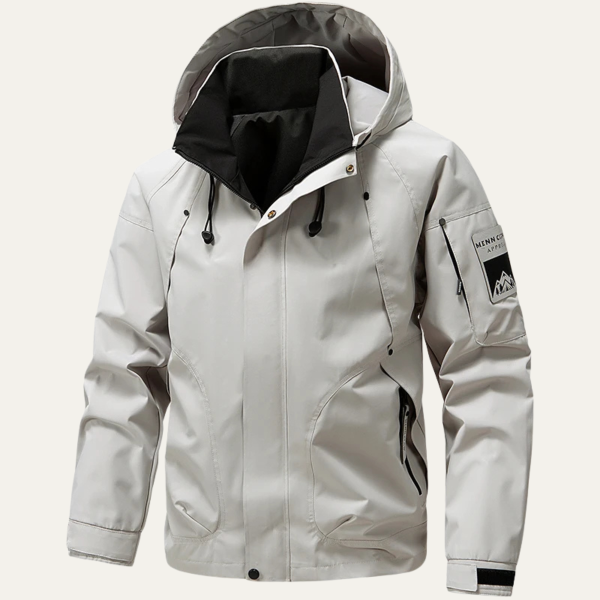 Ada | Men's Windproof Rain Jacket Black Hooded Outdoor