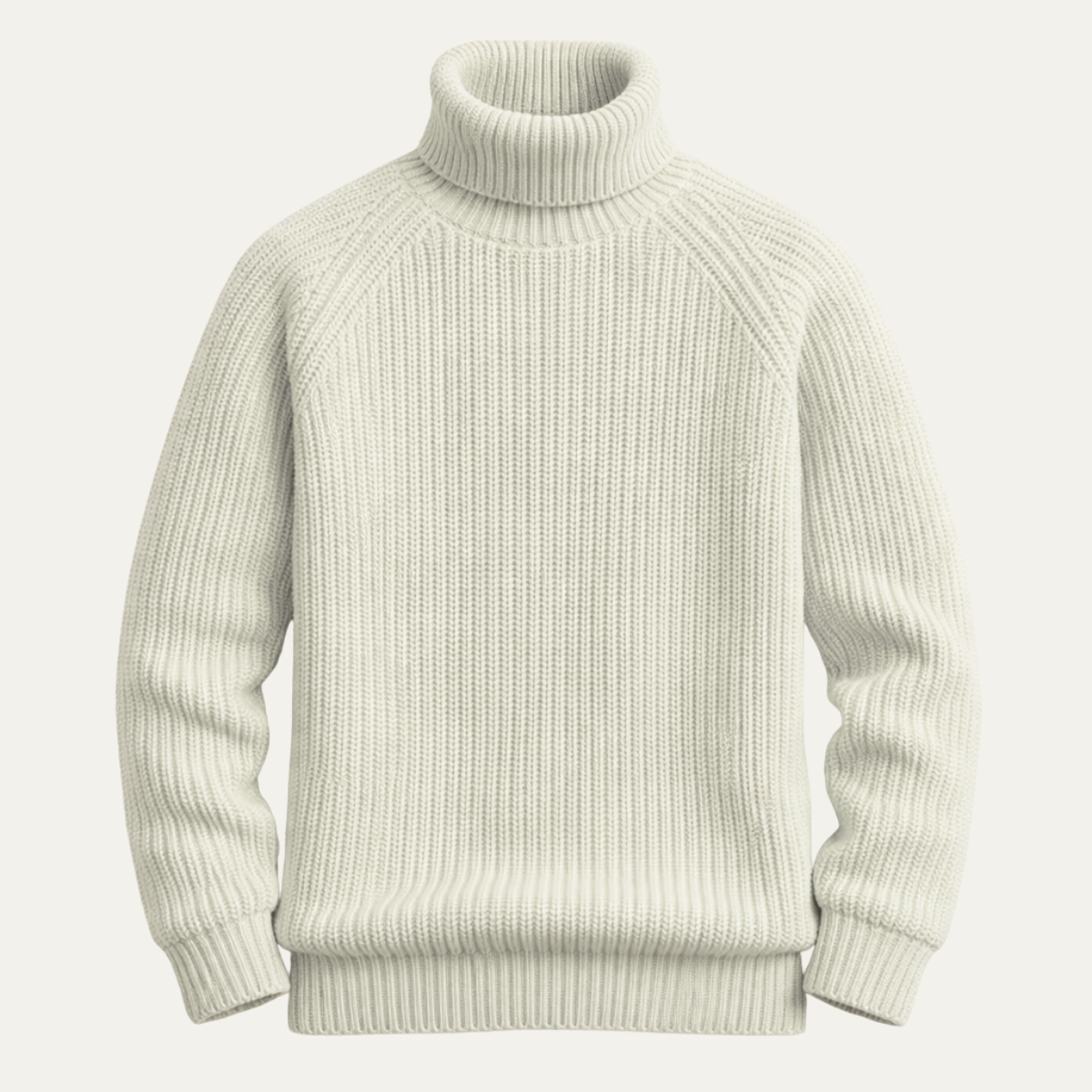 Arlo | Men's Turtleneck Sweater Cream Ribbed Knit