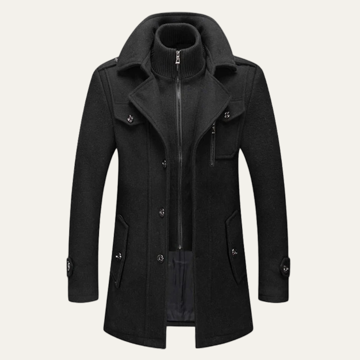 Axel | Men's Wool Blend Coat Camel With Ribbed Collar