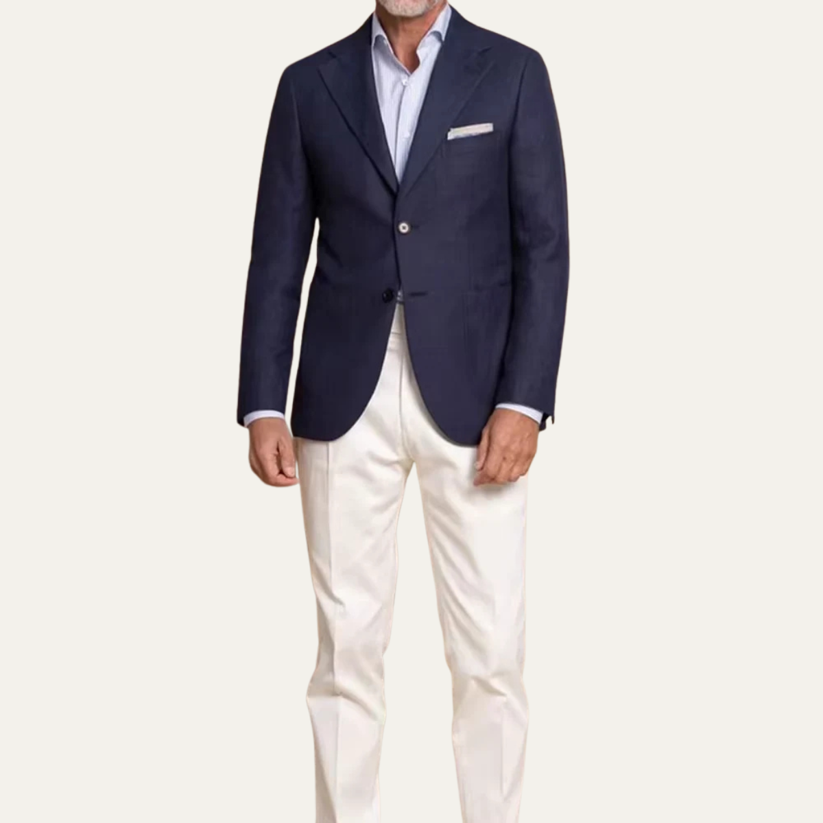 Wade | Men's Navy Blazer Cream Khaki Pants Smart Casual Two Piece