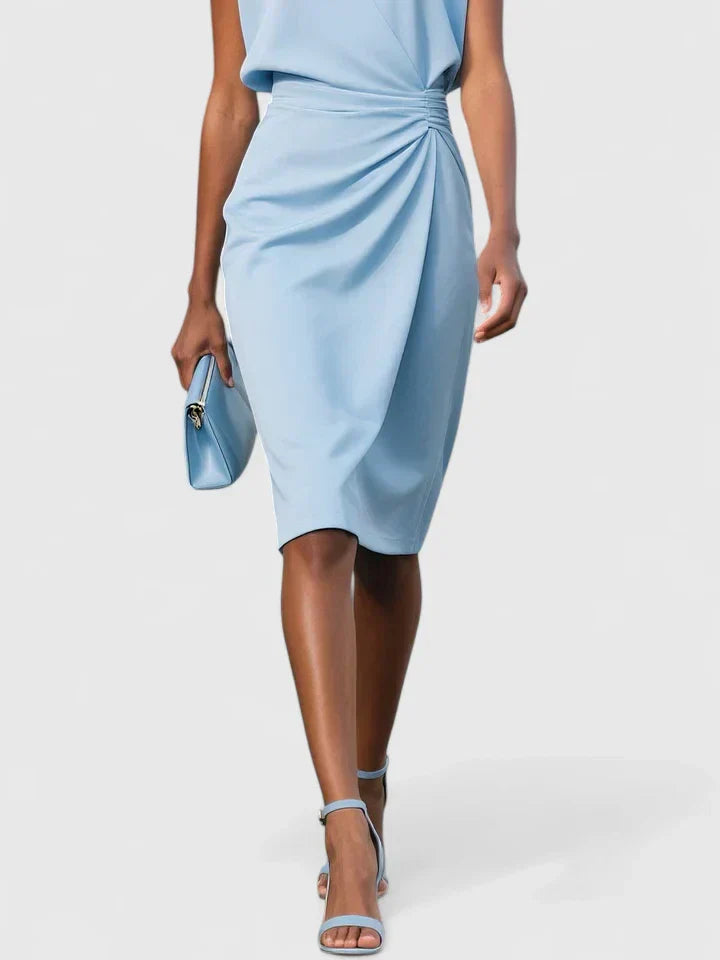 Isla | Women's Wrap Midi Dress Light Blue Sleeveless