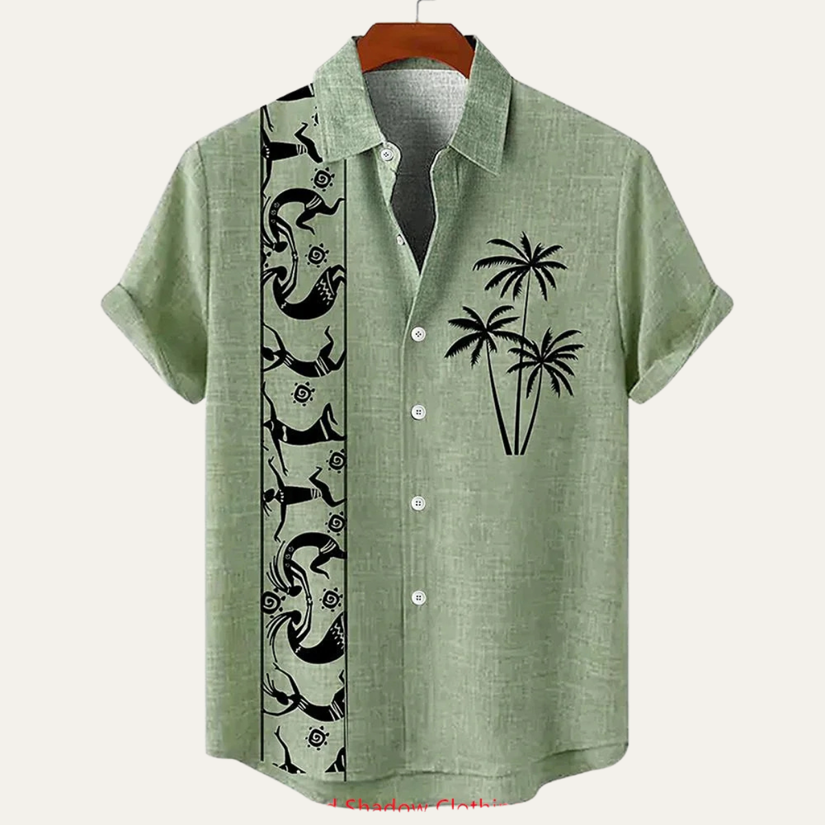 Ash | Men's Boho Linen Button Up Shirt Cream Blue Colorblock