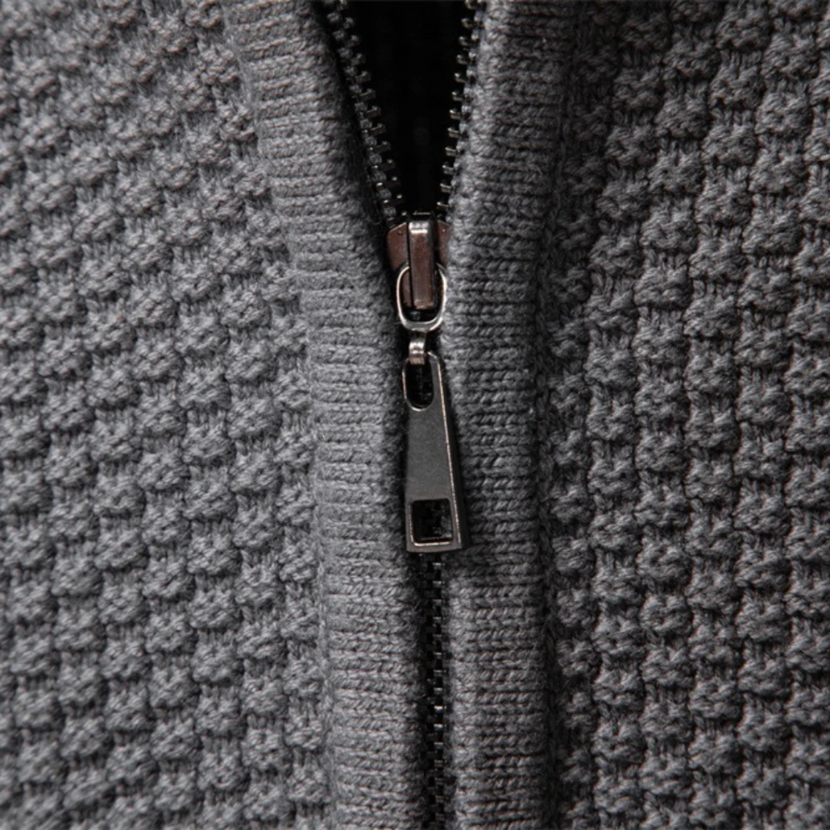 Bram | Men's Cable Knit Zip Up Cardigan Black