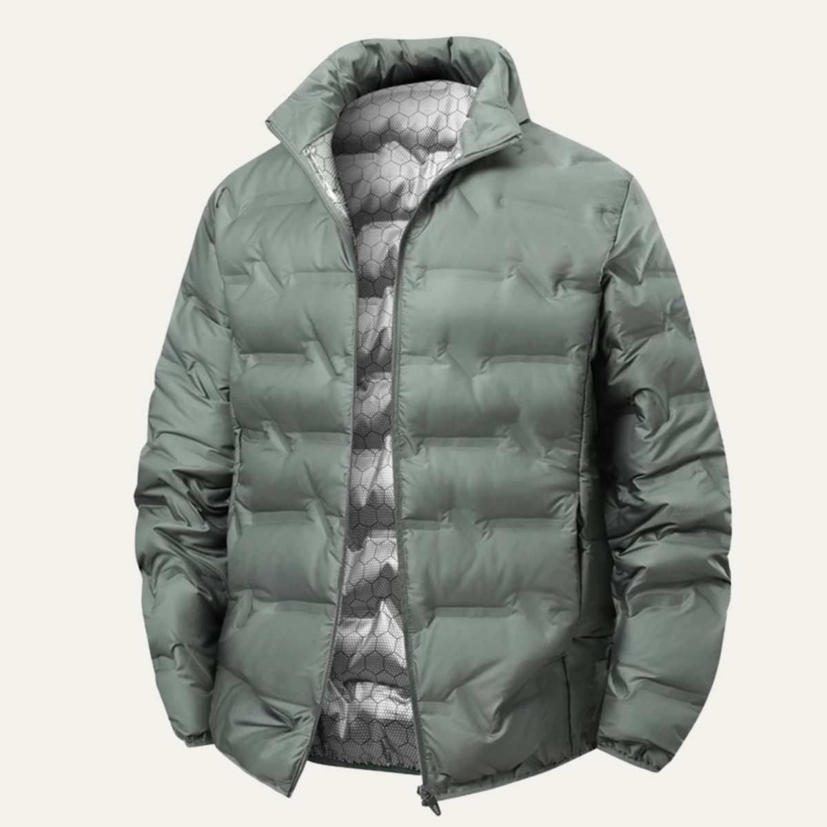 Beau | Men's Puffer Jacket Black Quilted Warm Winter