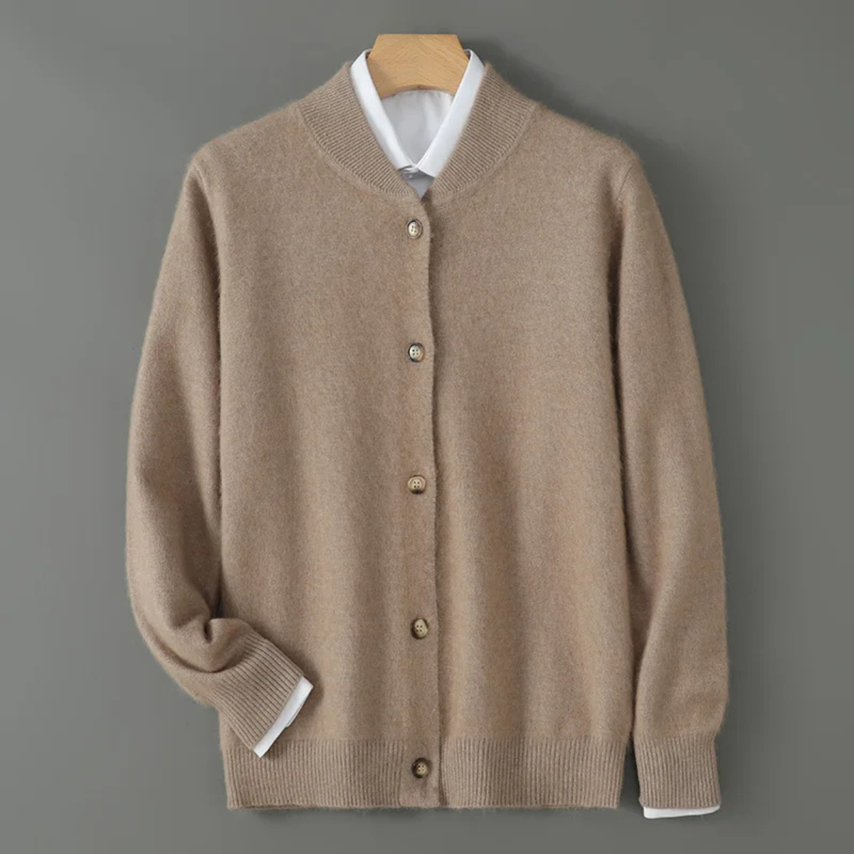 Ashby | Men's Cream Button Cardigan Sweater Long Sleeve Knit