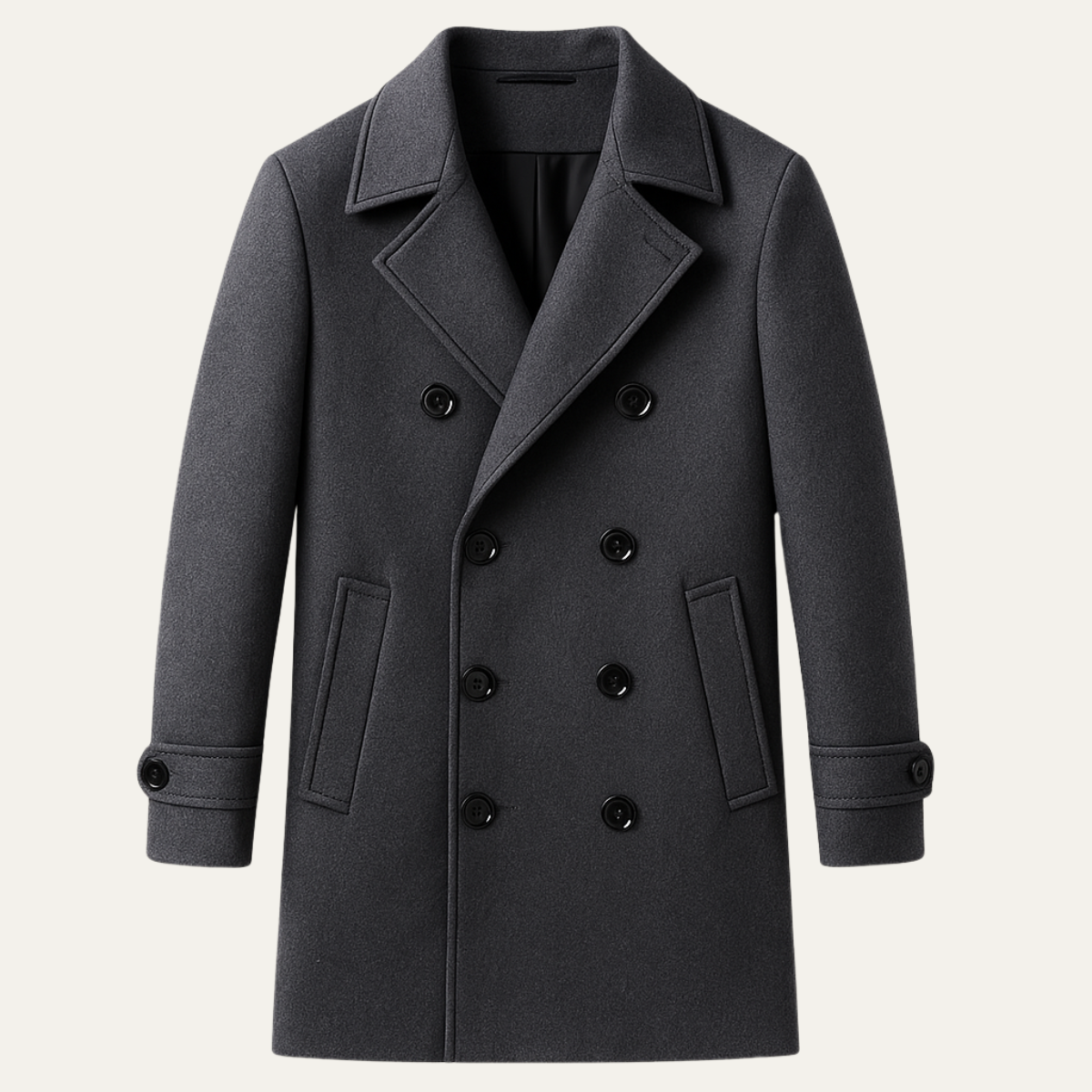 Callum | Men's Double Breasted Wool Coat Gray Long