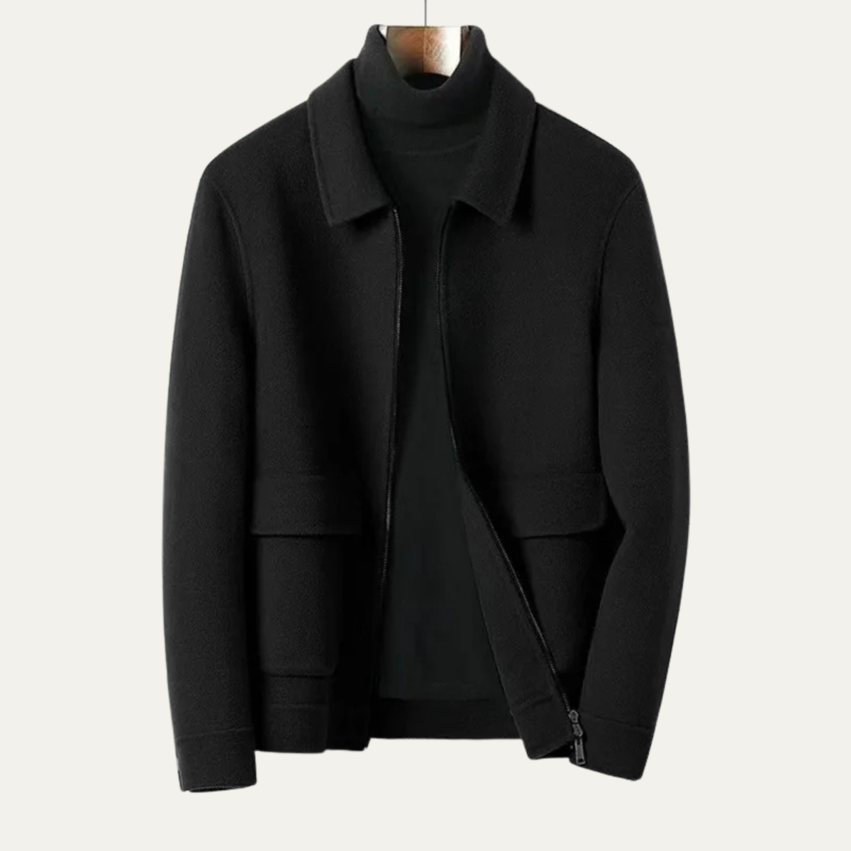 Beau | Men's Casual Wool Jacket Camel Zip Up Pockets