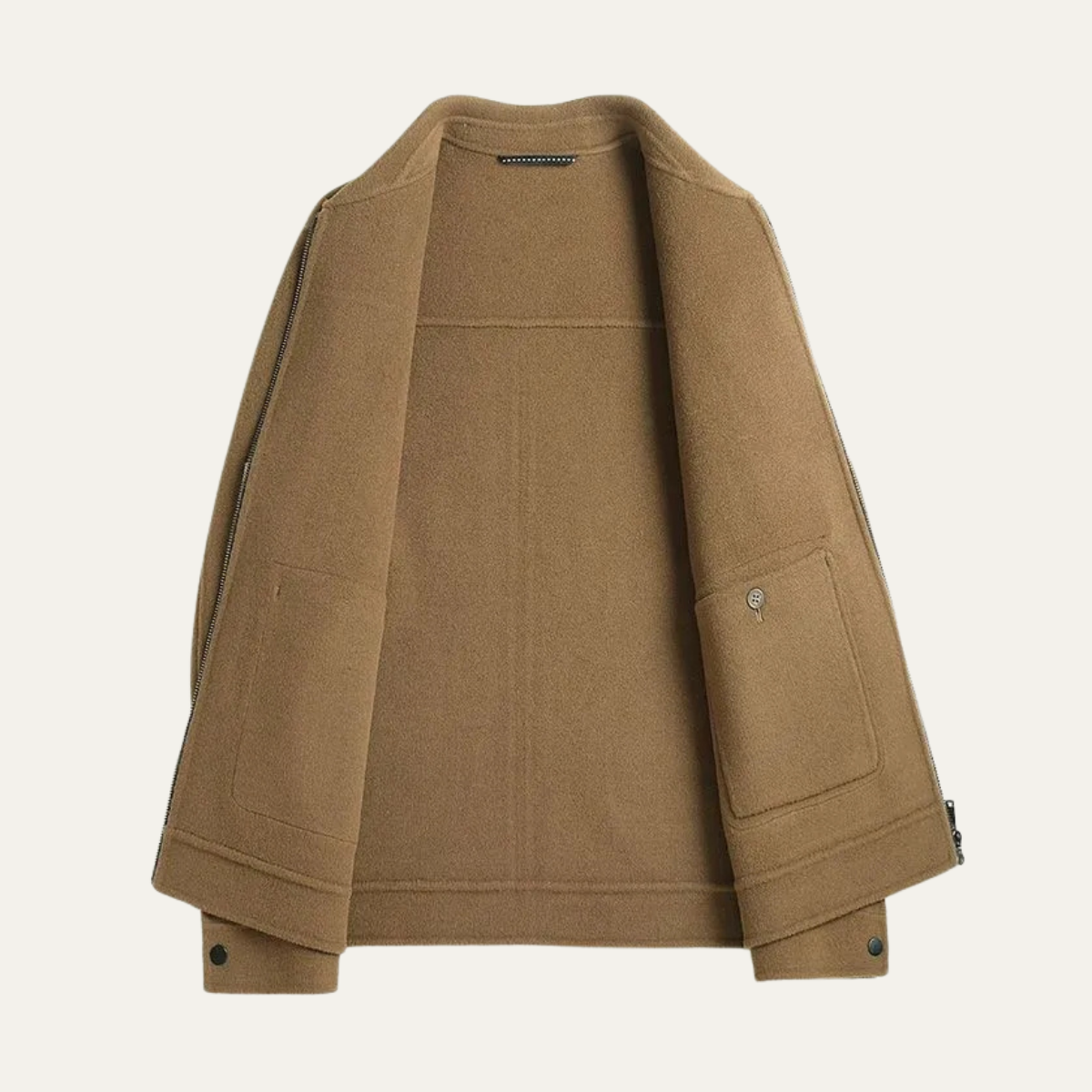 Beau | Men's Casual Wool Jacket Camel Zip Up Pockets