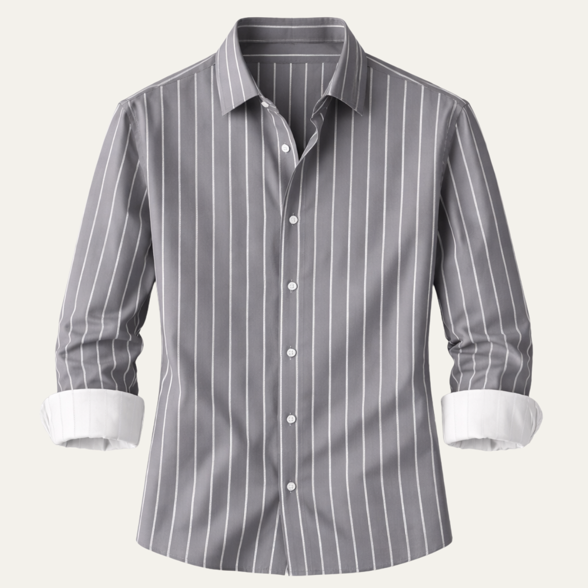 Callum | Men's Pinstripe Button Up Shirt Gray White