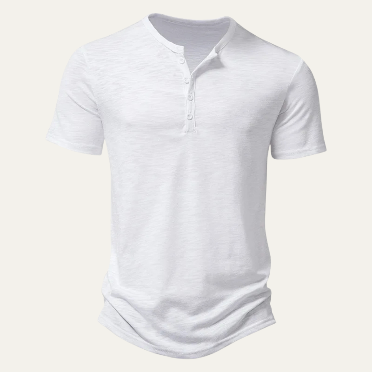 Sage | Men's Henley Shirt Cream Short Sleeve
