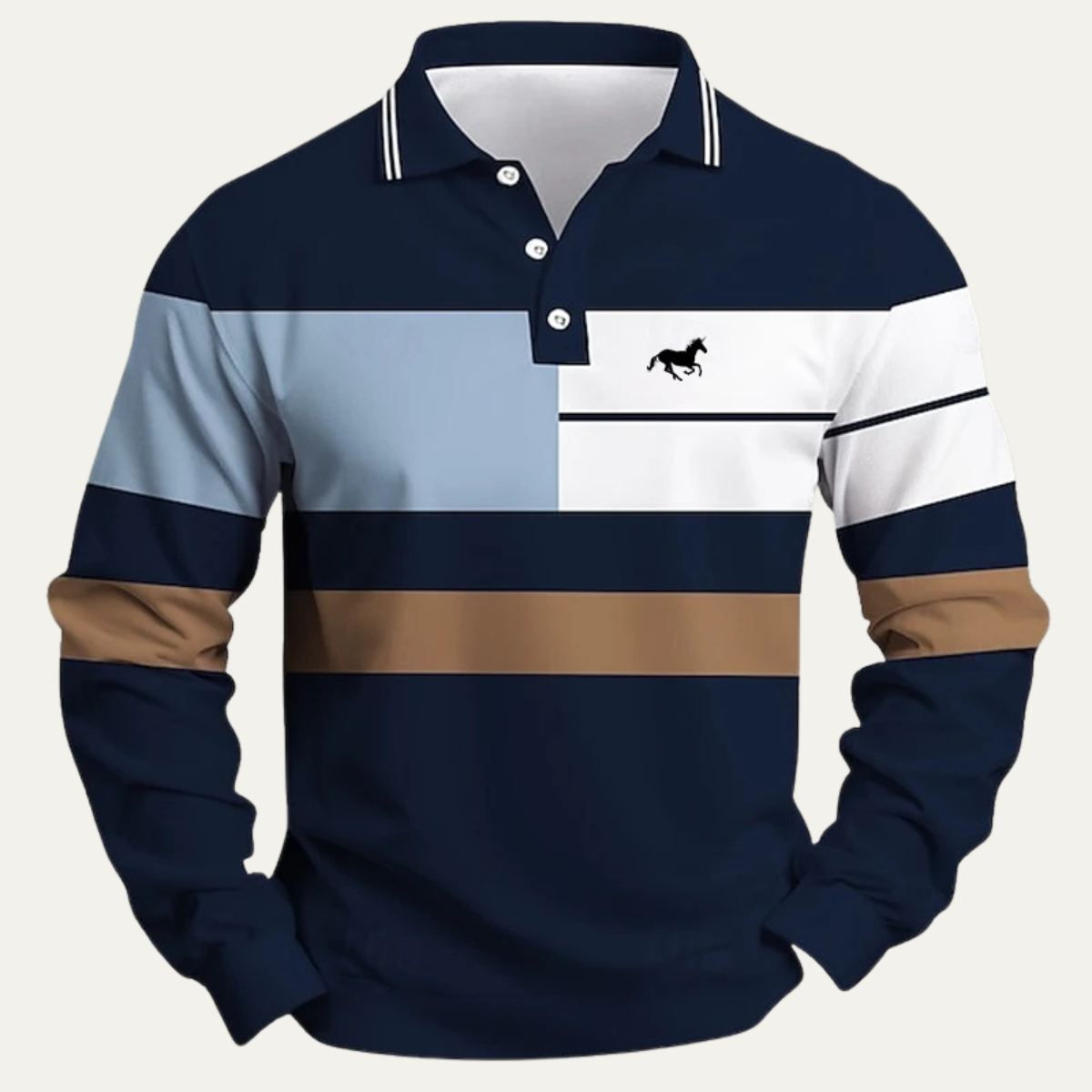 Ezra | Men's Striped Color Block Polo Shirt Black Green White