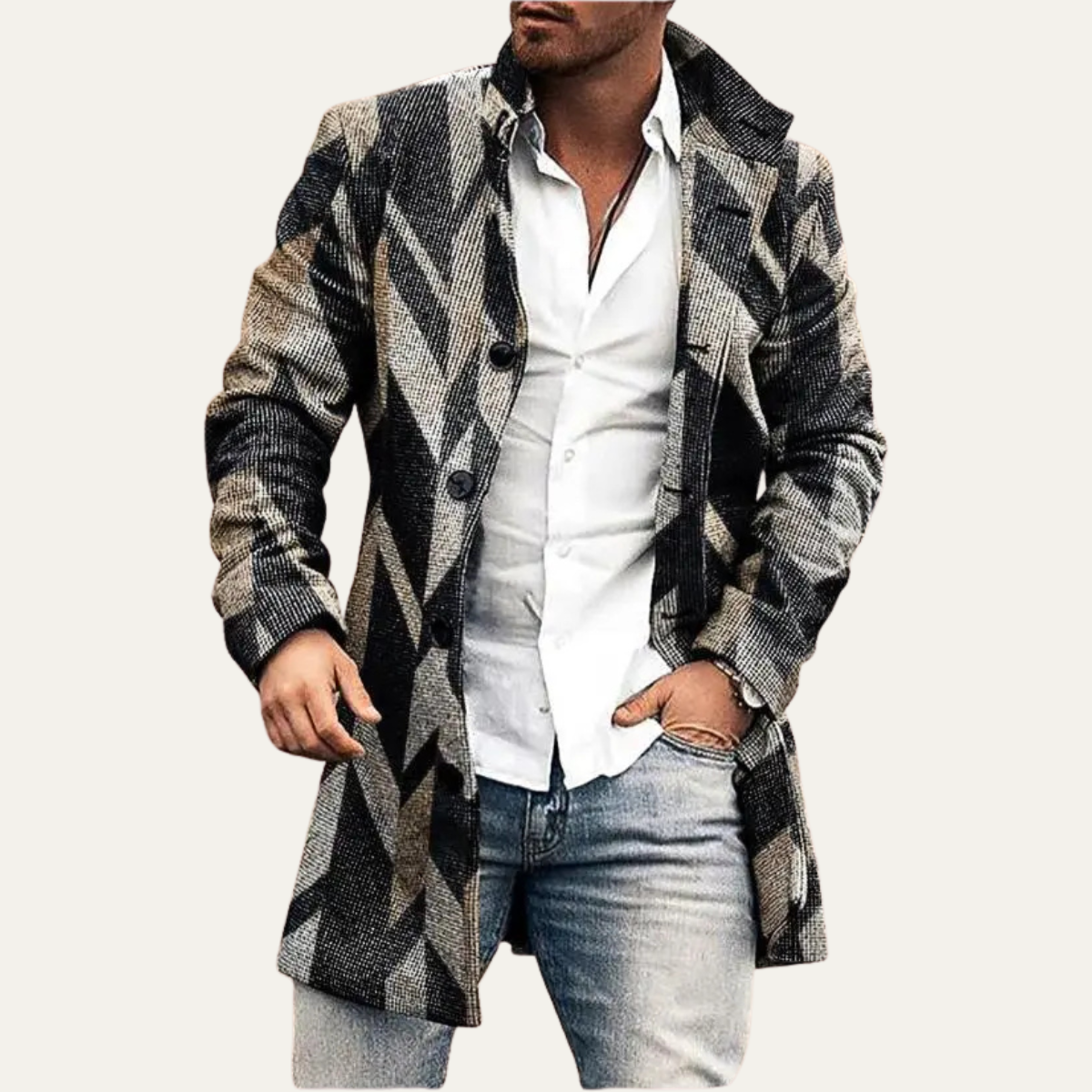 Vance | Men's Casual Wool Blend Long Coat Blue Gray