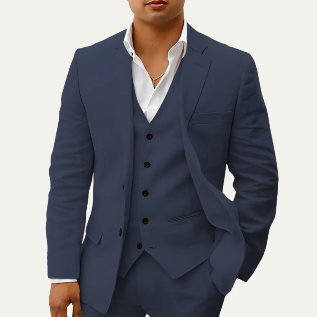 Tate | Men's Three Piece Suit Camel Tailored Blazer Vest Pants