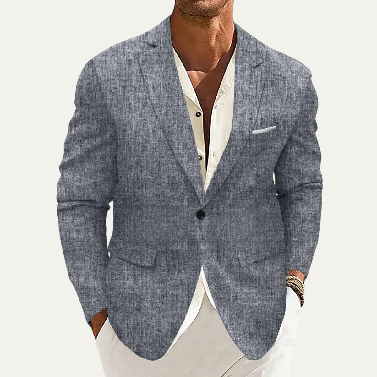Blake | Men's Smart Casual Lightweight Linen Blazer Gray