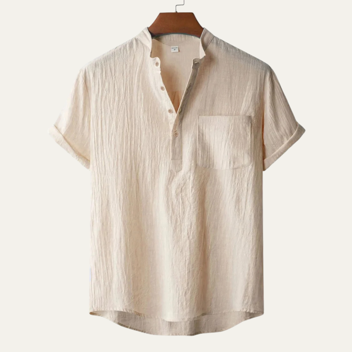 Luca | Men's Henley Shirt Navy Short Sleeve Casual Cotton Linen