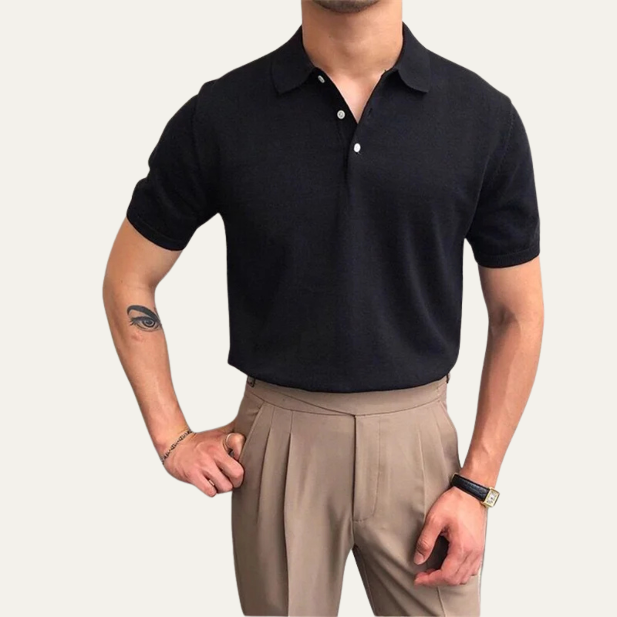 Bram | Men's Polo Shirt Cream Short Sleeve Knit