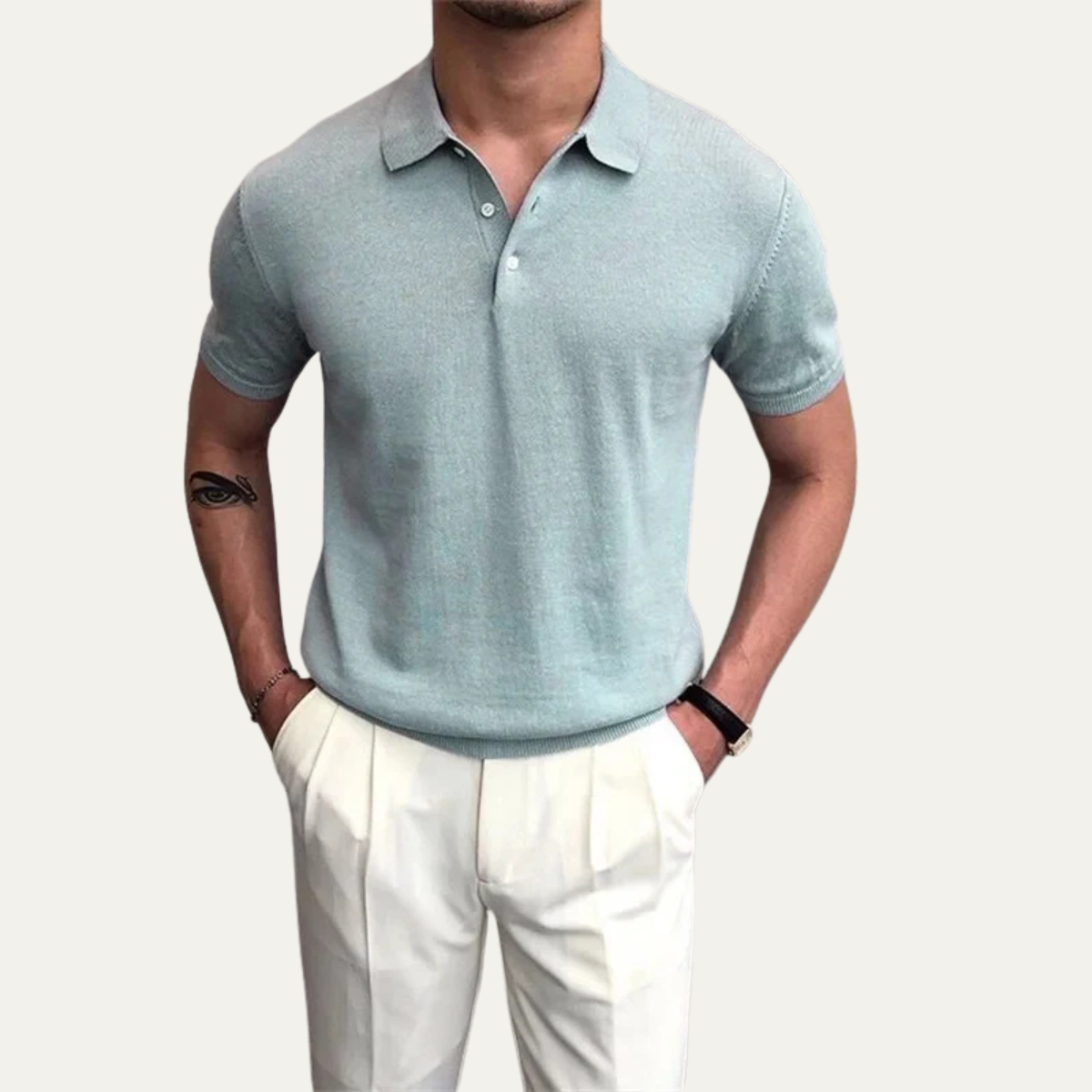 Bram | Men's Polo Shirt Cream Short Sleeve Knit