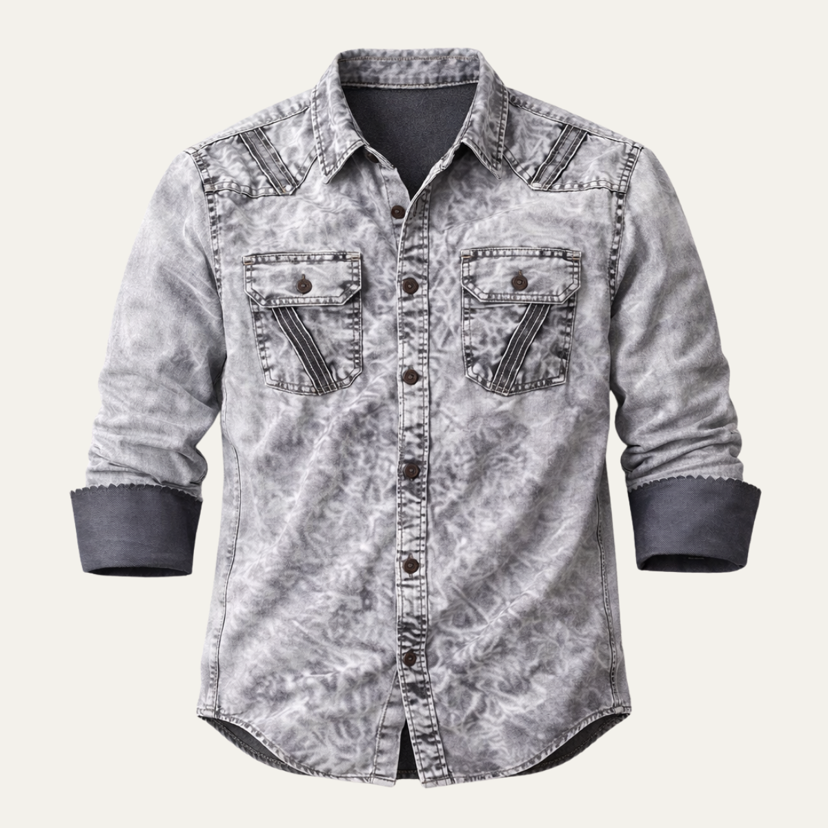 Callum | Men's Vintage Acid Wash Denim Shirt Gray