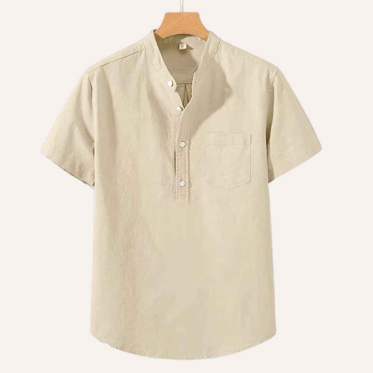 Axel | Men's Henley Shirt Black Short Sleeve Chest Pocket
