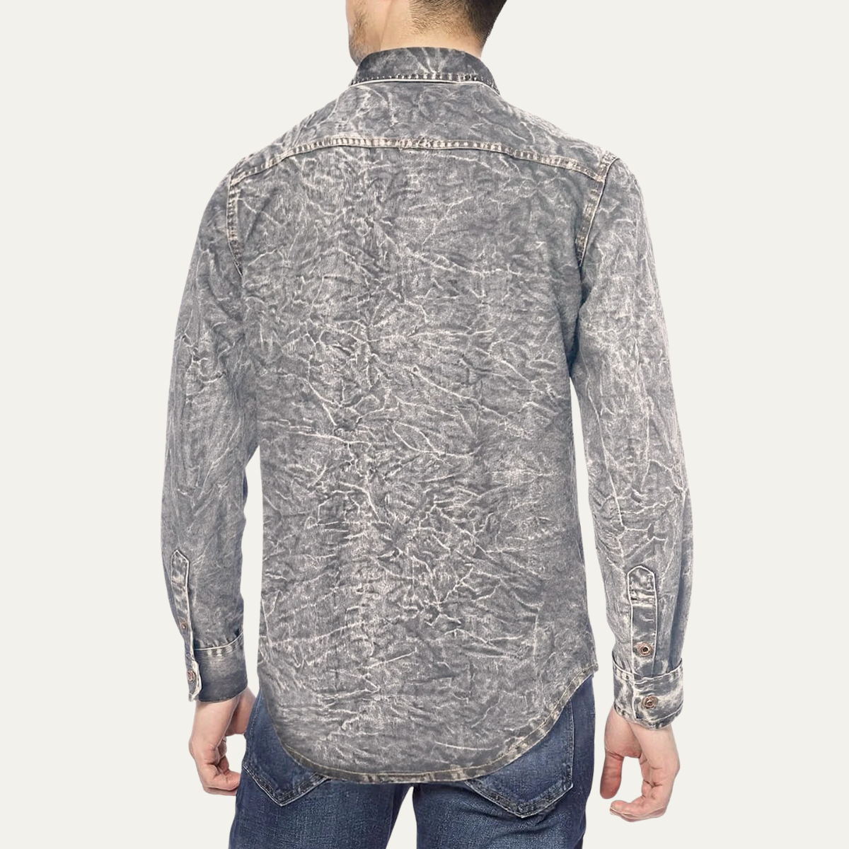 Callum | Men's Vintage Acid Wash Denim Shirt Gray